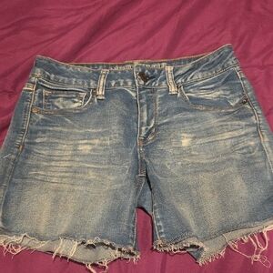 American Eagle Outfitters Blue Jean Shorts Distressed Cut-Off